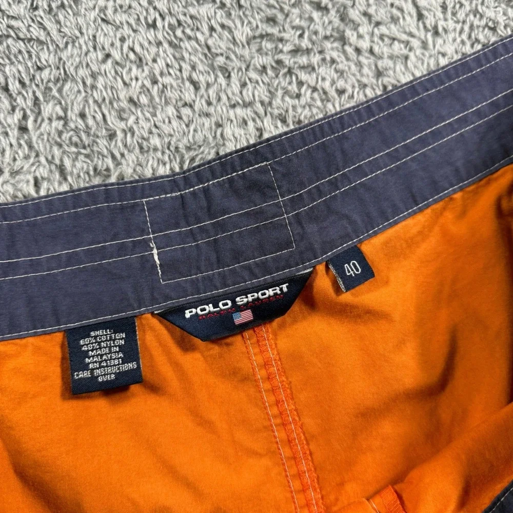Polo Sport Ralph Lauren Board Shorts Mens 40 Orange Vintage 27 Graphic Cargo